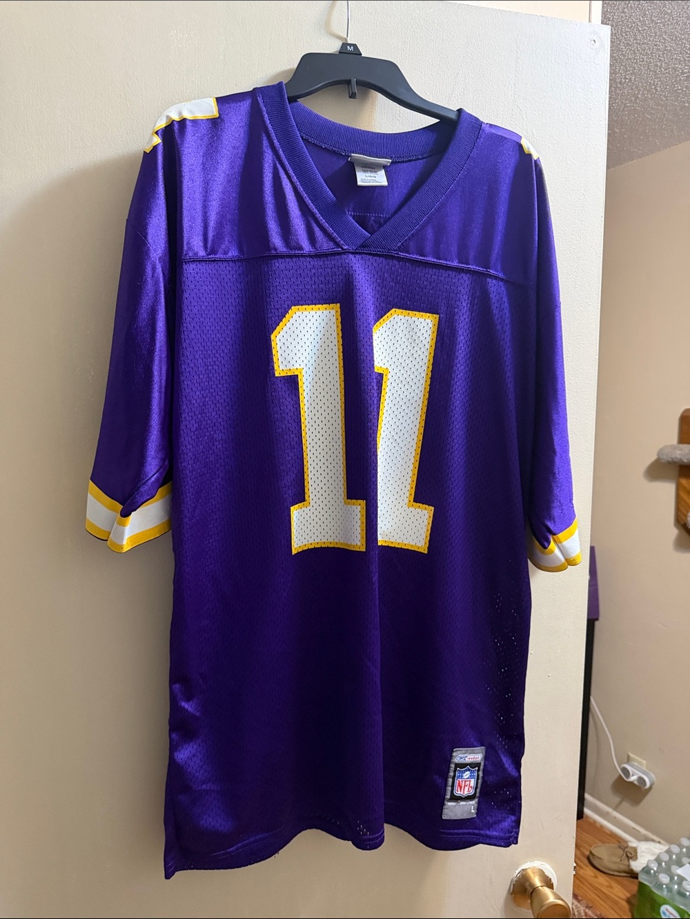 Reebok Purple Men's Football Jersey with White & Gold Number 11